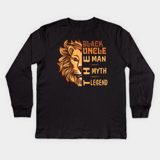 Lion Black Uncle The Man The Myth The Legend Happy Father Day Vintage Retro Kids Long Sleeve T-Shirt